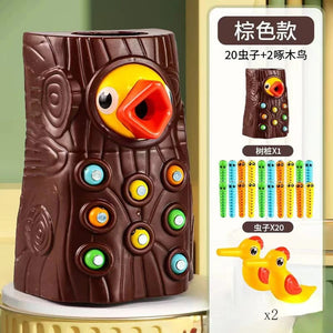 Planet Gates 202A / CHINA Montessori Educational Toys for Children Woodpecker Catch Worms Toy Toddler Kids Magnetic Games for Babi Development Busy Board