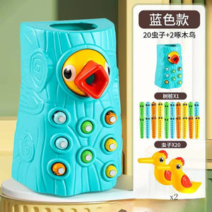 Planet Gates 202B / CHINA Montessori Educational Toys for Children Woodpecker Catch Worms Toy Toddler Kids Magnetic Games for Babi Development Busy Board