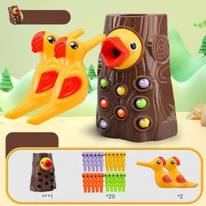 Planet Gates 202BS / CHINA Montessori Educational Toys for Children Woodpecker Catch Worms Toy Toddler Kids Magnetic Games for Babi Development Busy Board