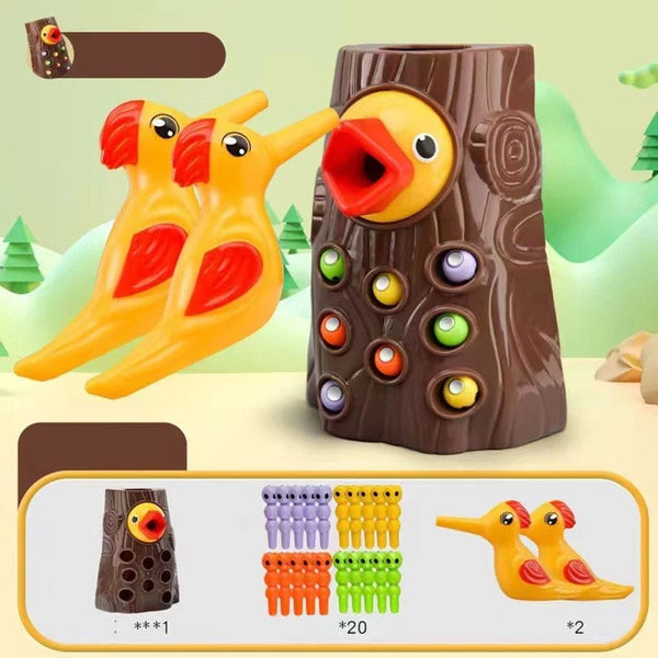 Planet Gates 202BS Montessori Educational Toys for Children Woodpecker Catch Worms Toy Toddler Kids Magnetic Games for Babi Development Busy Board