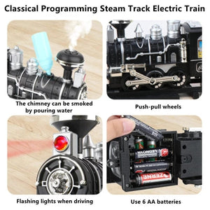 Planet Gates 206CM Super Track Remote Control Train Add Water Smoke Light Music Puzzle Teaching Parent-Child Interaction DIY Assembly RC Toy