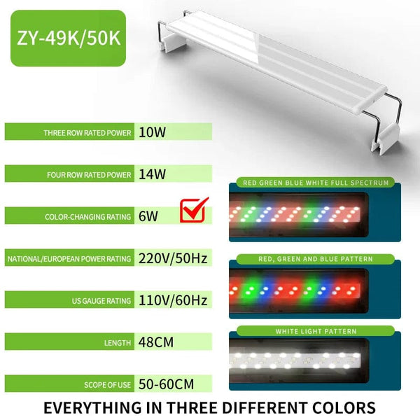 Planet Gates 20cm—60CM Super Slim LEDs Aquarium Lighting Aquatic Plant Light Extensible Waterproof Clip on Lamp For Fish Tank 110v-240v