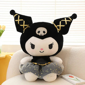Planet Gates 20cm BK GD Kuromi Plushie White Dog Plush Black Gold Kuromi Toy Girl Doll Large Pillow Cinnamoroll Easter Kid Cute Black Gold Kt Cat Doll gifts