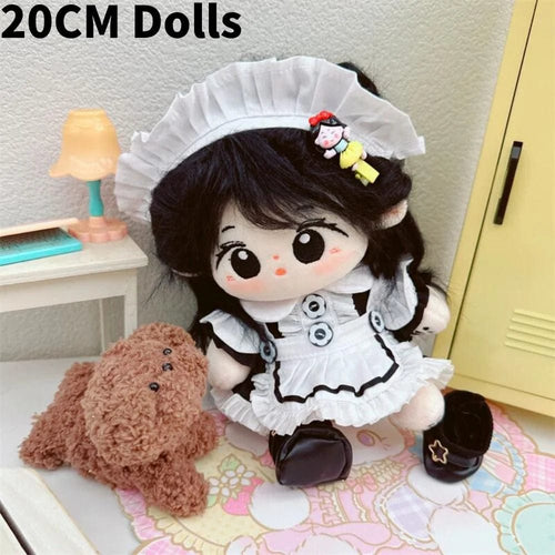 Planet Gates 20CM F-6 1Set Handmade 10/20cm Doll Clothes Maid Dress Headband Apron Kpop Plush Dolls Outfit Toys Baby Doll's Accessories Cos Suit