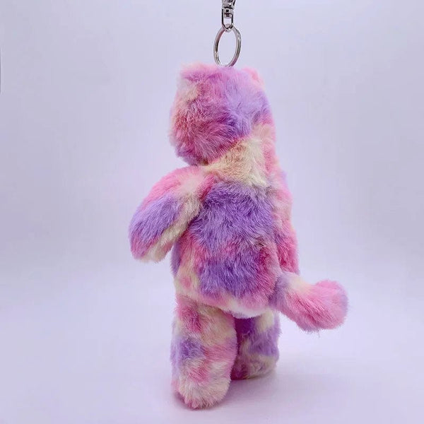 Planet Gates 20cm Fantastic Rainbow Colorful Keychain Plush Toys Soft Stuffed Animals Bear Rabbit Doll Bag Pendant Toys Schoolbag Pendants