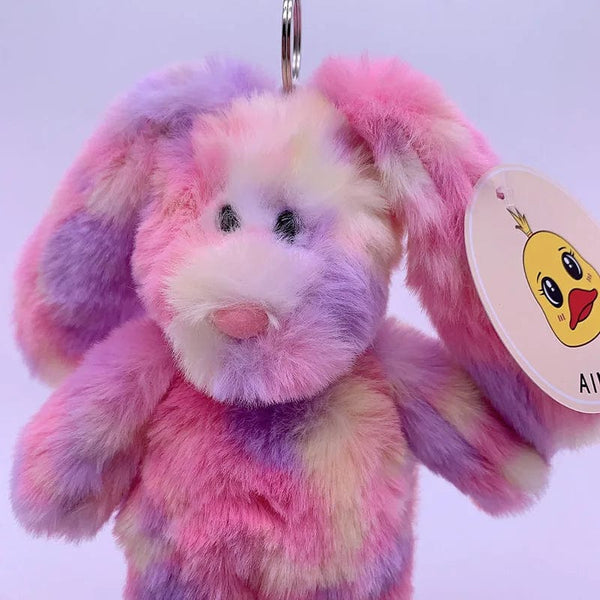 Planet Gates 20cm Fantastic Rainbow Colorful Keychain Plush Toys Soft Stuffed Animals Bear Rabbit Doll Bag Pendant Toys Schoolbag Pendants