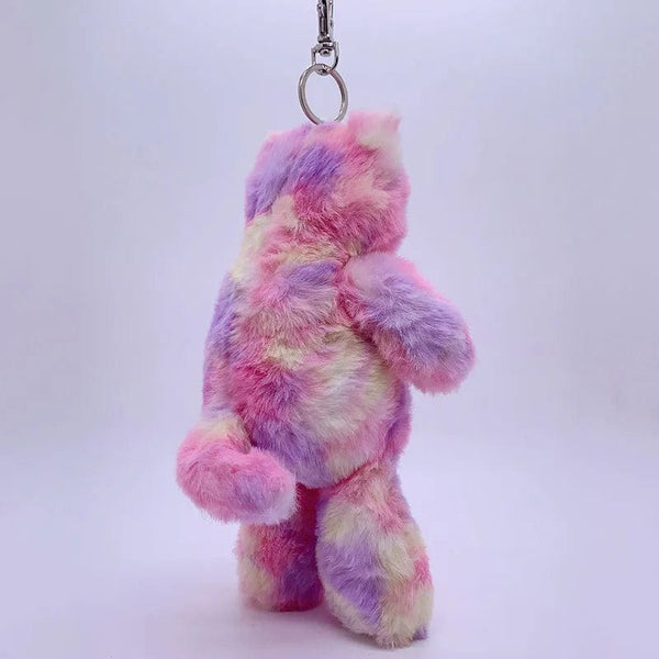 Planet Gates 20cm Fantastic Rainbow Colorful Keychain Plush Toys Soft Stuffed Animals Bear Rabbit Doll Bag Pendant Toys Schoolbag Pendants