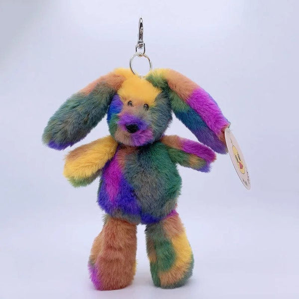 Planet Gates 20cm Fantastic Rainbow Colorful Keychain Plush Toys Soft Stuffed Animals Bear Rabbit Doll Bag Pendant Toys Schoolbag Pendants