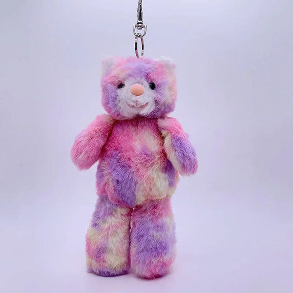 Planet Gates 20cm Fantastic Rainbow Colorful Keychain Plush Toys Soft Stuffed Animals Bear Rabbit Doll Bag Pendant Toys Schoolbag Pendants