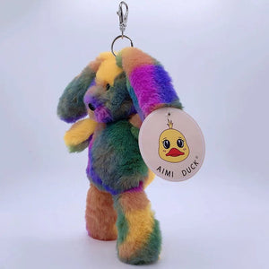 Planet Gates 20cm Fantastic Rainbow Colorful Keychain Plush Toys Soft Stuffed Animals Bear Rabbit Doll Bag Pendant Toys Schoolbag Pendants