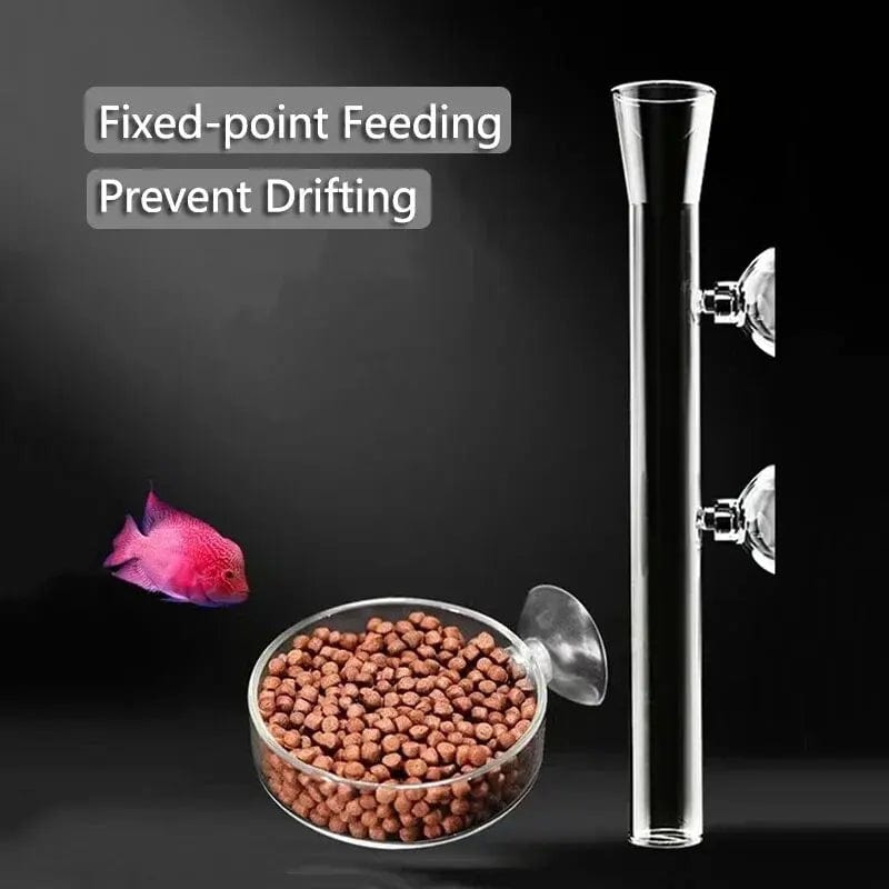 Planet Gates 20cm feeder set Thickened Glass Aquarium Feeder Tube Dish Transparent Fish Tank Shrimp Snail Food Feeder Bowl Aquarium Fish Feeding Accessories