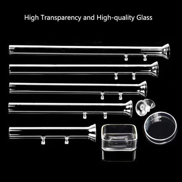Planet Gates 20cm feeder set Thickened Glass Aquarium Feeder Tube Dish Transparent Fish Tank Shrimp Snail Food Feeder Bowl Aquarium Fish Feeding Accessories