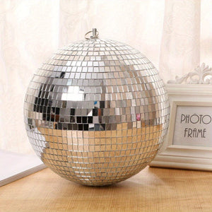Planet Gates 20cm Silver 1pc, Glass Mirror Reflective Disco Ball Christmas Ball Bar Photography Props Wedding Baking Cake Decoration Decoration