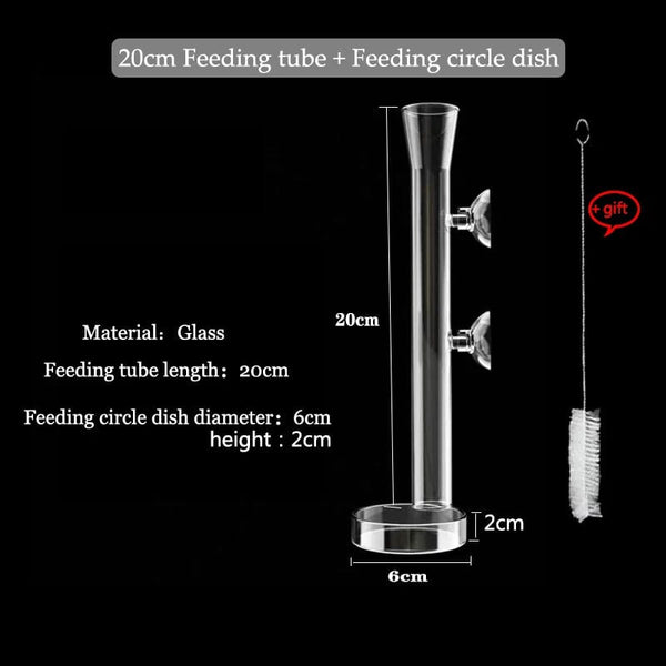 Planet Gates 20cm Tube Set Glass Glass Aquarium Feeder Tube Dish Transparent Fish Tank Shrimp Snail Food Feeder Bowl Aquarium Feeding Accessories Shrimp Feeders