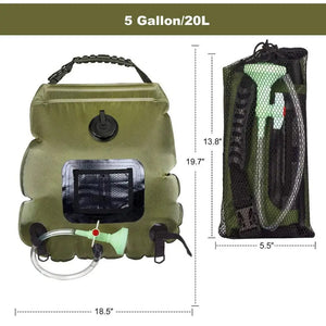 Planet Gates 20L Outdoor Bathing Bag Solar Hiking Camping Shower Bag Portable Heating Bathing Water Storage Bag Hose Switchable Shower Head