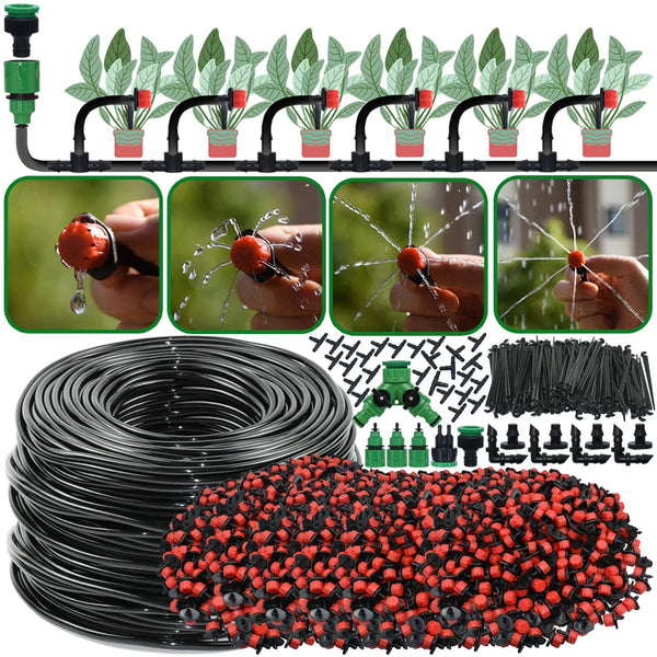Planet Gates 20Meters-24Drippers KESLA Garden 1/4'' Drip Irrigation Kit Automatic Watering System Nozzles for Farmland Bonsai Plant Flower Vegetable Greenhouse