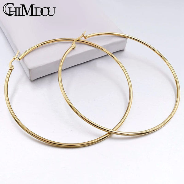 Planet Gates 20mm / Silver CHIMDOU Gold color Stainless Steel Earrings 2024 Women Small or Big Hoop Earrings Party Rock Gift, Two colors wholesale