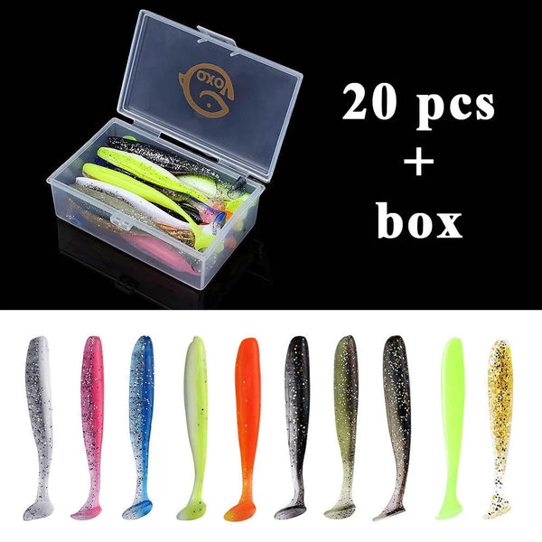 Planet Gates 20pcs 10 / 10 CM / CHINA QXO Fishing Soft Lure Worm With Box Silicone Bait Swimbait Streamer Sea Fishing Spoon Lure 7cm 10cm Wobbler Set
