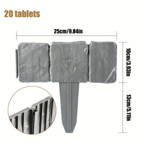 Planet Gates 20pcs 10/20pcs, Imitation Gray Stone Garden Edging Borders, Plastic Edges For Garden Beautification, Small Garden Fence Frames Flower Bed Borders, Garden Yard Decoration