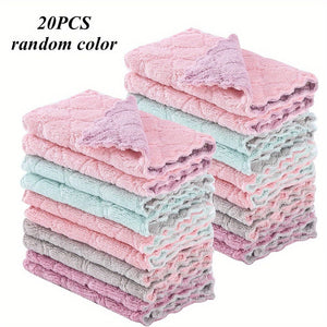 Planet Gates 20pcs 10/20pcs Kitchen Towels And Dishcloths Rag Set 9.4in*5.5in Small Dish Towels For Washing Dishes Dish Rags For Everyday Cooking Baking-Random Color