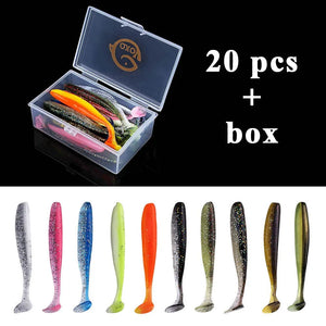 Planet Gates 20pcs 13 / 10 CM / CHINA QXO Fishing Soft Lure Worm With Box Silicone Bait Swimbait Streamer Sea Fishing Spoon Lure 7cm 10cm Wobbler Set