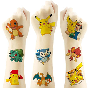 Planet Gates 20PCS 20Pcs Pokemon Pikachu Tattoo Stickers Waterproof Anime Sticker Action Figure Toys Cartoon Reward Toy for Kids Birthday Xmas Gift