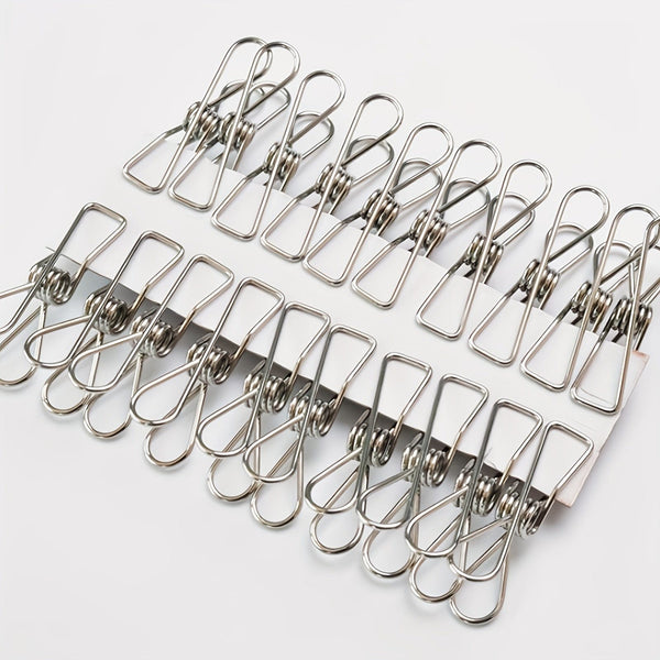 Planet Gates 20pcs 20pcs Stainless Steel Clothes Pins, Durable Clothes Pegs, Multi-Purpose Metal Wire Utility Clips For Laundry Home Kitchen Outdoor Travel Office