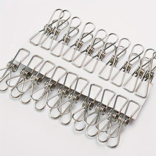 Planet Gates 20pcs 20pcs Stainless Steel Clothes Pins, Durable Clothes Pegs, Multi-Purpose Metal Wire Utility Clips For Laundry Home Kitchen Outdoor Travel Office