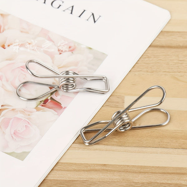 Planet Gates 20pcs 20pcs Stainless Steel Clothes Pins, Durable Clothes Pegs, Multi-Purpose Metal Wire Utility Clips For Laundry Home Kitchen Outdoor Travel Office