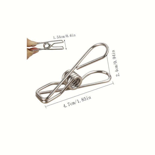 Planet Gates 20pcs 20pcs Stainless Steel Clothes Pins, Durable Clothes Pegs, Multi-Purpose Metal Wire Utility Clips For Laundry Home Kitchen Outdoor Travel Office