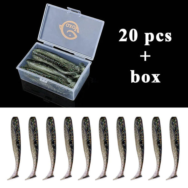 Planet Gates 20pcs 3 / 10 CM / CHINA QXO Fishing Soft Lure Worm With Box Silicone Bait Swimbait Streamer Sea Fishing Spoon Lure 7cm 10cm Wobbler Set