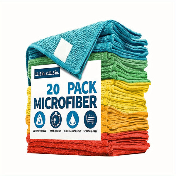 Planet Gates 20Pcs 30X30Cm 5/10pcs, Microfiber Cleaning Cloth, Cleaning Towels For Housekeeping, Reusable And Lint Free Cloth Towels, Home Kitchen Supplies, Random Color
