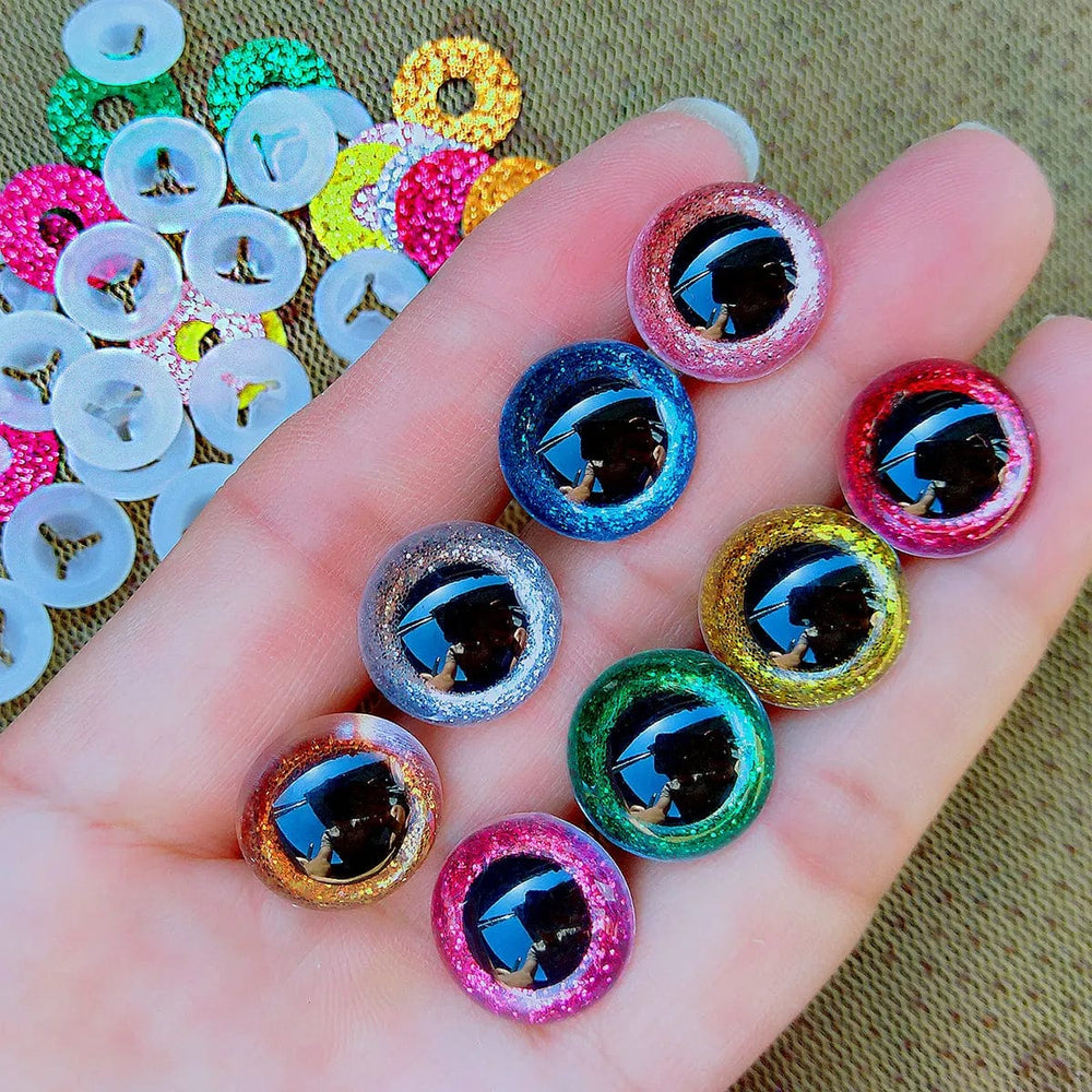 Planet Gates 20pcs 3D Plastic Glitter Safety Eyes For Crochet Toys Amigurumi Diy Mix Bulk Mixed Sizes Toy Doll Making 10/12/14/16/18/20/22mm