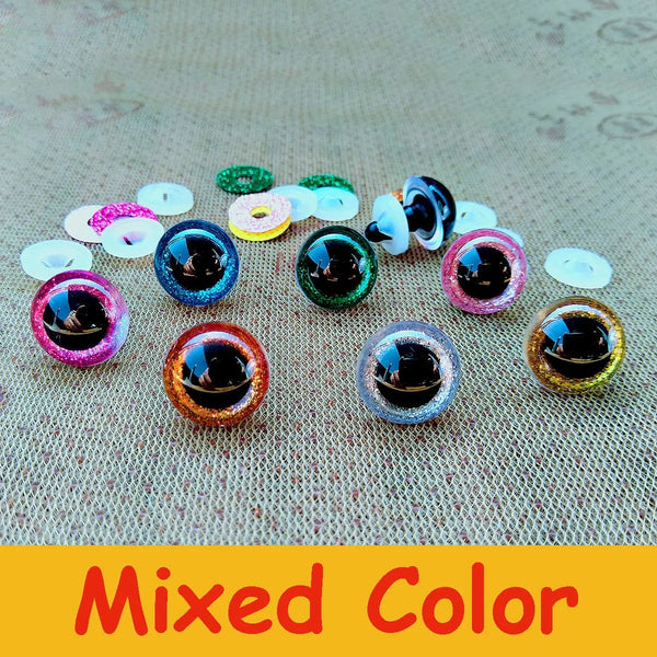 Planet Gates 20pcs 3D Plastic Glitter Safety Eyes For Crochet Toys Amigurumi Diy Mix Bulk Mixed Sizes Toy Doll Making 10/12/14/16/18/20/22mm