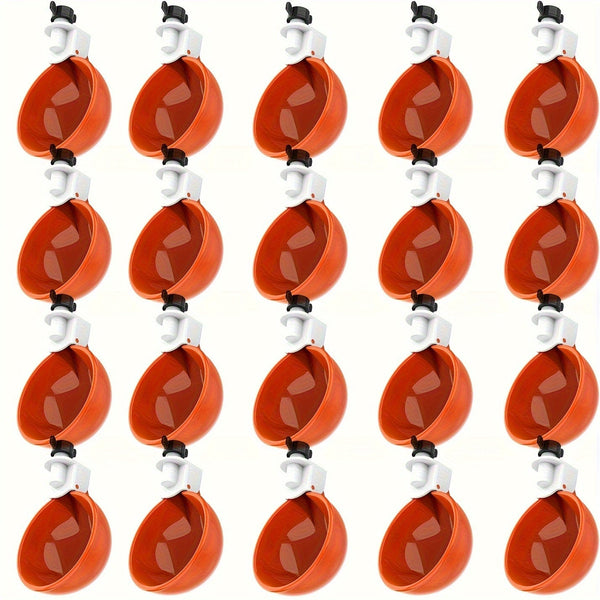 Planet Gates 20pcs 5 Packs, Large Automatic Chicken Waterer Cups Chicken Water Feeder Suitable For Chicks, Duck, Goose, Turkey And Bunny Poultry Water Feeder Kit (Orange)