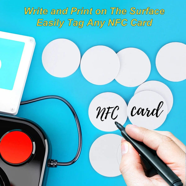 Planet Gates 20pcs 50pcs 13.56MHz Ntag215 NFC Coins Adhesive Cards Badge Backing 504 Bytes ISO/IEC 14443 A 25mm Waterproof PVC Ntag 215 Tag