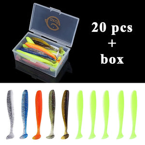 Planet Gates 20pcs 9 / 10 CM / CHINA QXO Fishing Soft Lure Worm With Box Silicone Bait Swimbait Streamer Sea Fishing Spoon Lure 7cm 10cm Wobbler Set