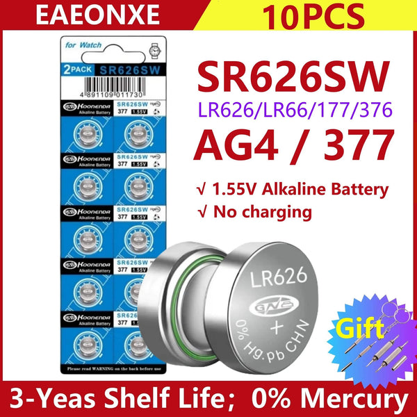 Planet Gates 20pcs-AG4-SR626SW High Capacity 2-50pcs SR626SW AG4 Equivalent 377S 377 LR626 1.55V Button Cell Battery for Watch Candle lamp Replacement