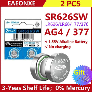 Planet Gates 20pcs-AG4-SR626SW High Capacity 2-50pcs SR626SW AG4 Equivalent 377S 377 LR626 1.55V Button Cell Battery for Watch Candle lamp Replacement