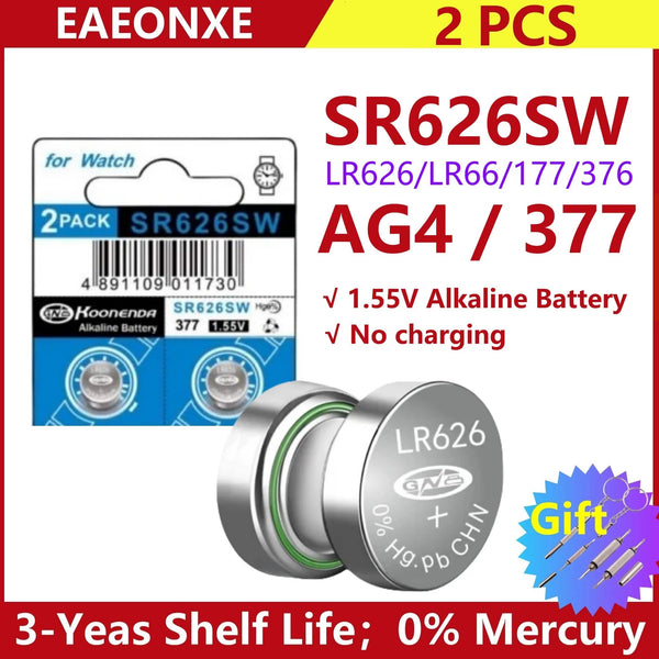 Planet Gates 20pcs-AG4-SR626SW High Capacity 2-50pcs SR626SW AG4 Equivalent 377S 377 LR626 1.55V Button Cell Battery for Watch Candle lamp Replacement