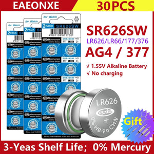 Planet Gates 20pcs-AG4-SR626SW High Capacity 2-50pcs SR626SW AG4 Equivalent 377S 377 LR626 1.55V Button Cell Battery for Watch Candle lamp Replacement