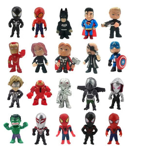 Planet Gates 20pcs Disney 20pcs/set Marvel Avengers Hulk Thor Spider Man venom Captain Decoration action Figure Capsule Toys for kids Xmas Gift
