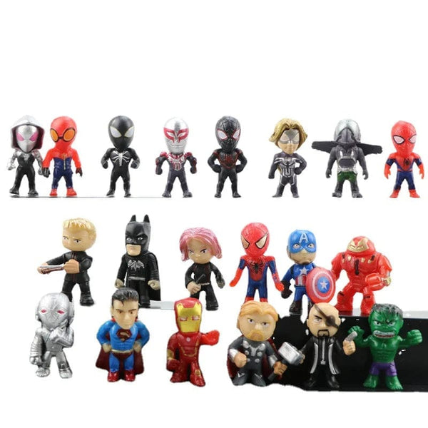 Planet Gates 20pcs Disney 20pcs/set Marvel Avengers Hulk Thor Spider Man venom Captain Decoration action Figure Capsule Toys for kids Xmas Gift