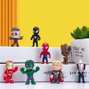 Planet Gates 20pcs Disney 20pcs/set Marvel Avengers Hulk Thor Spider Man venom Captain Decoration action Figure Capsule Toys for kids Xmas Gift