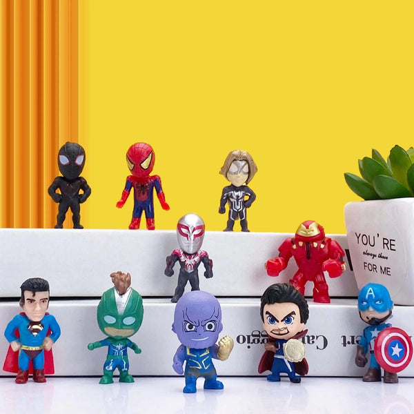 Planet Gates 20pcs Disney 20pcs/set Marvel Avengers Hulk Thor Spider Man venom Captain Decoration action Figure Capsule Toys for kids Xmas Gift