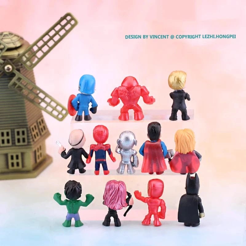 Planet Gates 20pcs Disney 20pcs/set Marvel Avengers Hulk Thor Spider Man venom Captain Decoration action Figure Capsule Toys for kids Xmas Gift