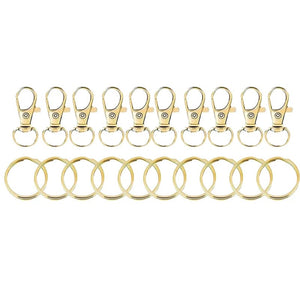 Planet Gates 20pcs Golden Color 20PCS Swivel Clasps Lanyard Snap Hooks with Key Rings Key Chain Clip Hooks Lobster Claw Clasps for Keychains Jewelry DIY Crafts