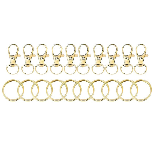 Planet Gates 20pcs Golden Color 20PCS Swivel Clasps Lanyard Snap Hooks with Key Rings Key Chain Clip Hooks Lobster Claw Clasps for Keychains Jewelry DIY Crafts