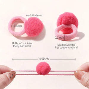 Planet Gates 20pcs Kids Elastic Hair Bands Girls Plush Ball Rubber Band For Children Sweets Scrunchie Hair Ties Clip Baby Hair Accessories