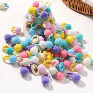 Planet Gates 20pcs Kids Elastic Hair Bands Girls Plush Ball Rubber Band For Children Sweets Scrunchie Hair Ties Clip Baby Hair Accessories